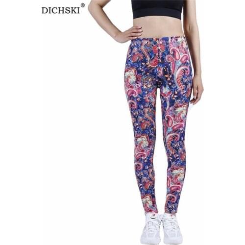 DICHSKI Women Hot Yoga Pants Sport Leggings Push Up Gym Exercise High Waist Fitness Running Athletic Colored Flowers Trousers
