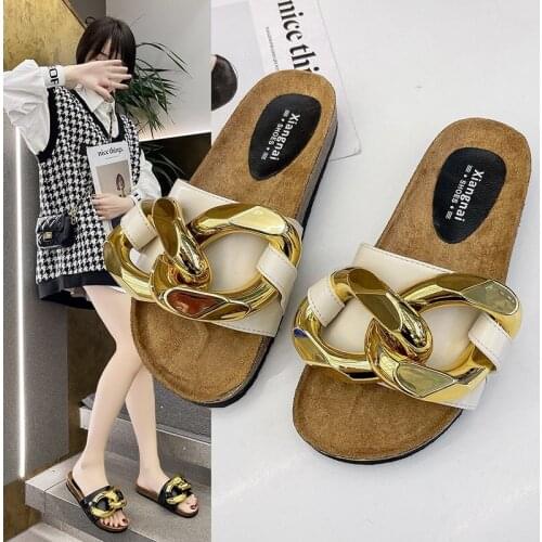 Womens shoes Baotou half slippers womens outer wear new summer womens shoes chain sandals and slippers