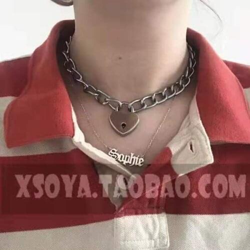 Harajuku Punk Style Heart-shape Lock Choker Necklace Jewelry Women Collares Gothic Hip Hop Gift Necklace Collares Mujer