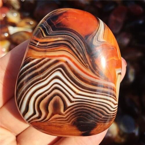 1pcs Factory Price Natural Agate Stone Good Luck Madagascar Banded Agate Body Heathy Raw Gemstone Specimen Collection Gift