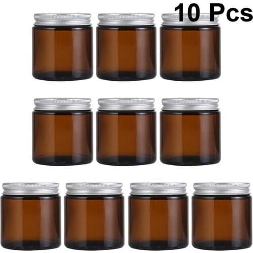 10pcs 100ml DIY Scented Candle Container Homemade Candle Jar Cup Holder Glass Perfume Bottle Aroma Bottle with Cover (Brown)