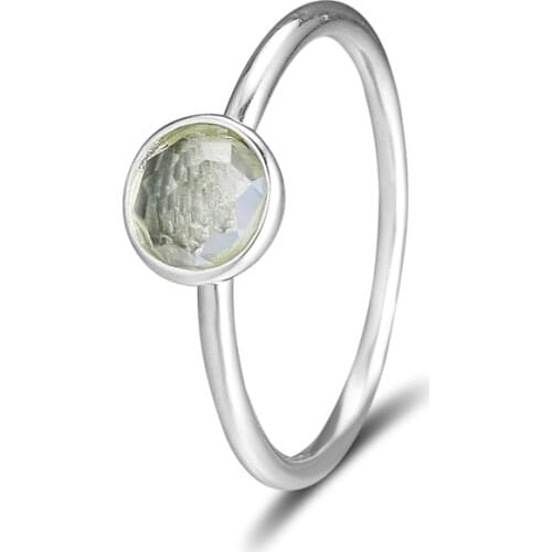 100% 925 Silver Ring March Droplet, Aqua Blue Crystal Birthstone For DIY Jewelry Women Party Wedding