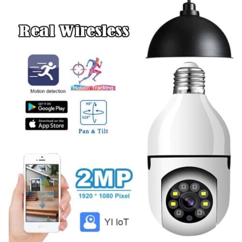 2MP PTZ WiFi Mini Camera With Bulb E27 Socket Full Color Night Vision 1080P CCTV Camera Two Way Talk Auto Tracking Security Cam