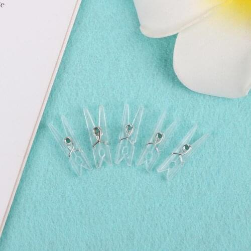 20Pcs 25mm Mini Spring Clear Transparent Clips Clothes Photo Paper Peg Party Home Decoration M17F