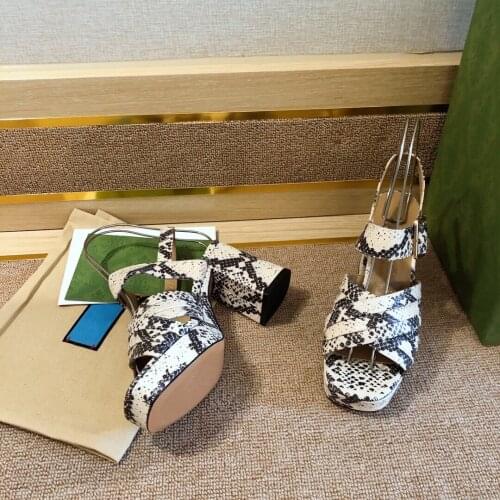 2021 Newest Summer Shoes Woman Patent Leather Front&Rear Strap Woman Sandals Open-Toes Super High Heels Sandals Platform Sandals