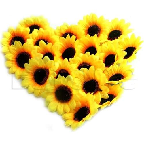 2021 New Wholesale 20pcs 7cm Sunflower Artificial Silk Flowers Heads DIY Floral Crafts