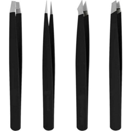 4PC Stainless Steel Eyebrow Tweezer Point Slant Flat Tip Hair Remove Clips Eyebrow Trimmer Eyelash Extension Makeup Beauty Tools