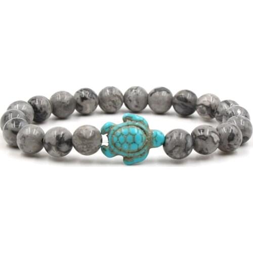 8mm tgg2 picture stone agate bead Bangles turquoise tortoise Buddha Prayer Yoga Bracelet women men nature stone