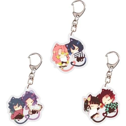 Acrylic Bag Keychain Anime Delicate Craft Demon Slayer Cartoon Key Chain Delicacy Bag Pendant Small Car Keyring