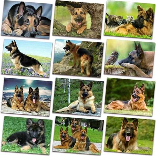 New 16 style diamond painting German Shepherd 5d diy full square drill animal diamond embroidery 3d round mosaic dog sticker