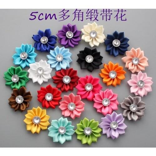 2" satin rosettes satin ribbon flower with pearl for headband hair clip,Ribbon Multilayers Flowers 23colors/200PCS hair wear
