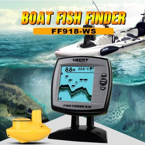 LUCKY Wireless Fish Finder FF918-WS Sonar Depth 125KHz Sonar Frequency Fish Locator Boat Fishfinder Fish Detector Pesca