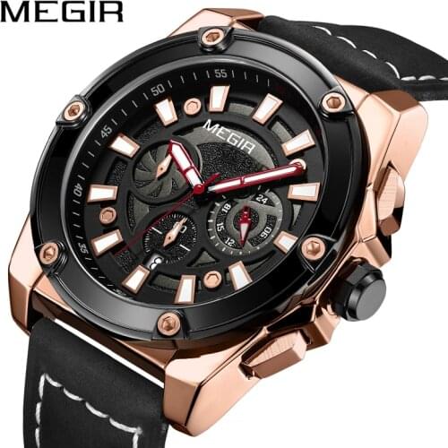 MEGIR Original Fashion New Men Top Brand Luxury Luminous Chronograph Waterproof Sport Quartz Wristwatch Clock Relogio Masculino