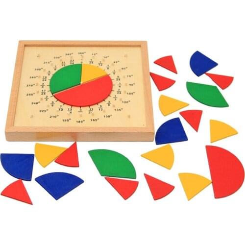 Kids Montessori Round Score Board Wooden Toys Calculation 1/4 1/8 Measuring Angle Mathematical Teaching Aids Educational Toys