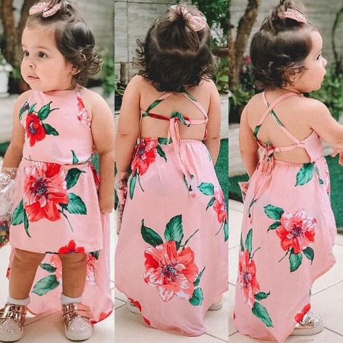Pudcoco Girl Dress US Flower Kids Baby Girl Summer Dress Backless Party Pageant Dress Sundress 1-6Y