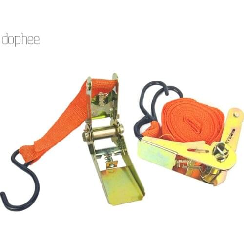 Dophee 2/4pcs Strong Transport Lashing Tow Equipment Bag Car Cargo Luggage Truck Ratchet Strap Bike Tension Rope Tie Down Belt