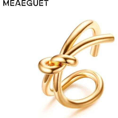 Meaeguet Gold-color Irregular Knot Ring For Women Stainless Steel Punk Party Knuckle Jewelry Anel Bagues Anillos