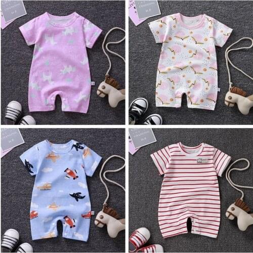 0-24m Baby Summer Pajamas Pure Cotton Short Sleeves Baby Onesie Newborn Baby Clothes Baby Girl Jumpsuit