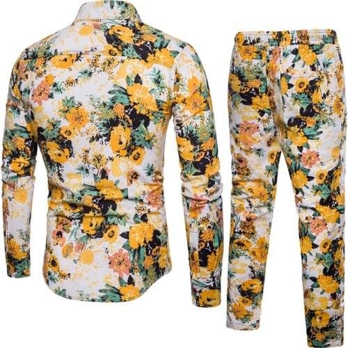 Mens Sets Ethnic Costumes Shirts + Trousers Two-piece Suite Short sleeve Summer Fashion mens clothing Casual Male Printing 5XL