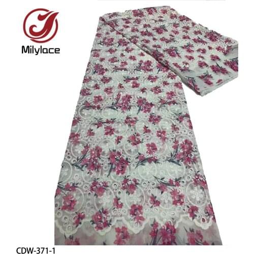 Hot Sale Nigerian Lace Printed Fabric 2021 High Quality Tulle Lace Latest African French Lace for Party 5yard CDW-371