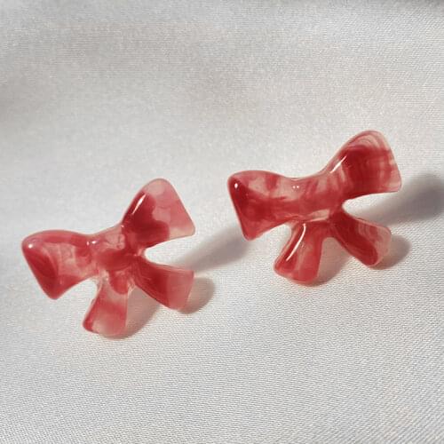 Cute Resin Bow Stud Earring for Women Korean Fashion Girls Minimalist Dating Jewelry 2021 Trend Friends Girls Gifts M4