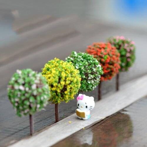 100PCS Fairy Garden Miniature Tree Flower Ball Model Mini Landscape Ornaments for Home Xmas New Year Decoration Color Random