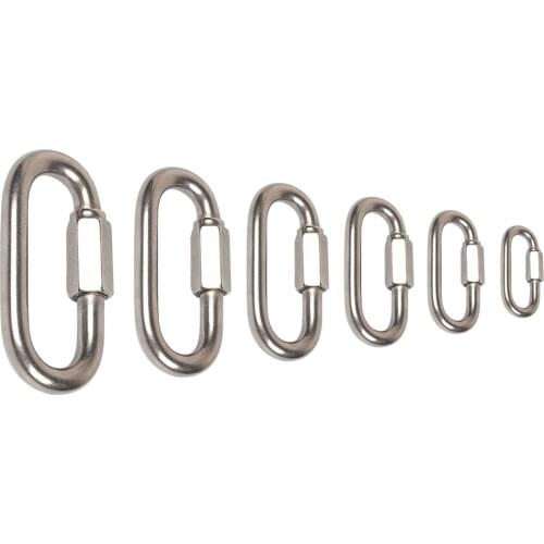 Multifunctional Stainless Steel Screw Lock Quick Links Climbing Gear Carabiner Safety Snap Hook Chain Connecting Ring Buckle