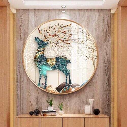 Meian 5D Diamond Painting Kit Christmas Elk Animal Round Drill Blue DIY Diamond Embroidery Rhinestone Full Display Picture
