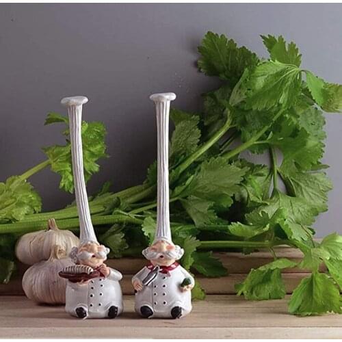Set of 2 Kitchen Restaurant Cuisine Chef Figurine Bakery Chef Statue Decorative Sculpture
