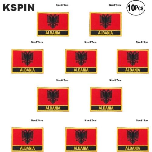 Albania Flag Embroidery Patches Iron on Saw on Transfer patches Sewing Applications for Clothes in Home&Garden