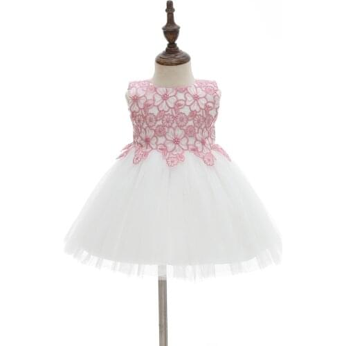 New 2020 Baby Girls Dresses Kids Sleeveless Lace Bodice Tulle Layered Wedding Party Dress Formal Girls Clothing