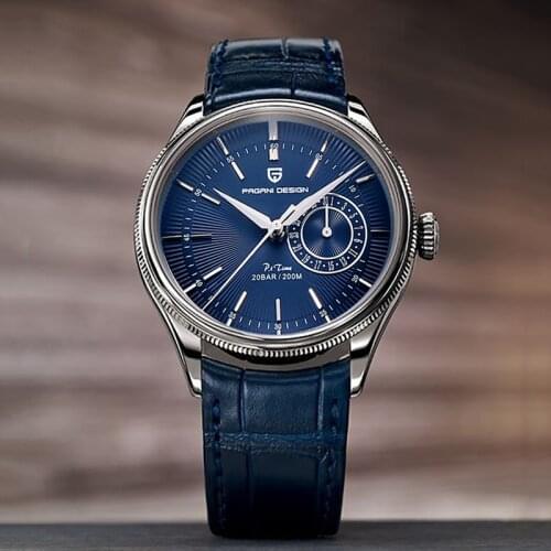 PAGANI DESIGN Mens Watches Luxury Genuine Leather strap Quartz Watch for men Mechanical walk time Watch men 200M Waterproof