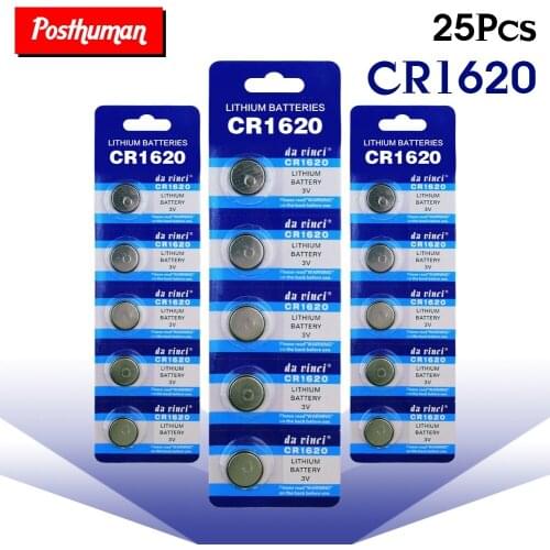Posthuman 25Pcs 3V CR1620 1620 Lithium Watch Toy Coin Cells Button Battery High Eenergy CR 1620 ECR1620 BR1620 LM1620 Wholesale
