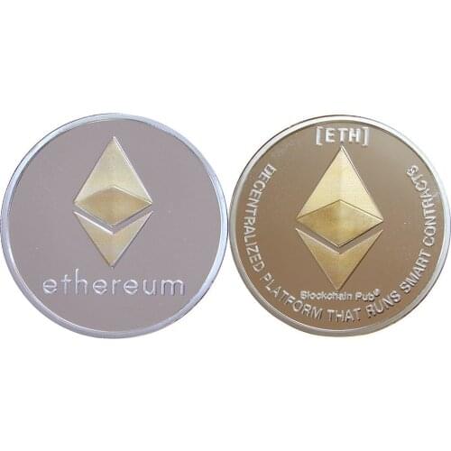 Gold/Silver Ethereum Coin Replica Art Collection Gift Physical Metal Antique Imitation Non-currency Copy Coins Collectibles