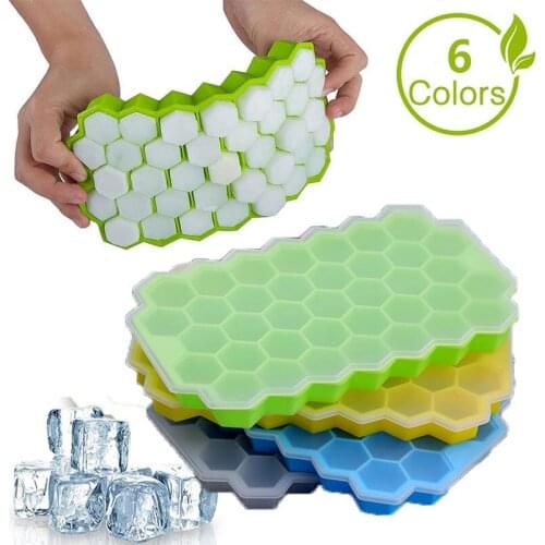 Ice Mould Honeycomb Ice Cube Trays with Removable Lids Silica Gel Ice Cube Mold Silicone Ice Cube Maker for Whiskey Cocktail