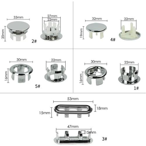 Bathroom Basin Sink Overflow Ring Six-foot Round Insert Chrome Hole Cover Cap Wash Basin Insert Hole Cover Caps Home Supplies