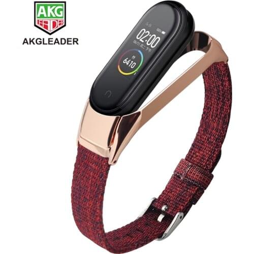 AKGLEADER The Newest For Xiaomi band 5 Nylon Canvas strap For Xiaomi Mi band 3 4 Bracelet Wriststrap Miband 2 watch band