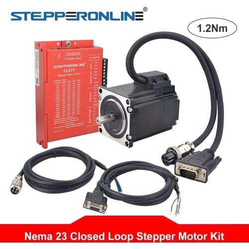 STEPPERONLINE Nema23 1.2Nm Closed Loop Stepper Motor Kit Nema 23 Stepper Motor & drivers / Servo Motor Kits & 2pcs 1.7m Cables