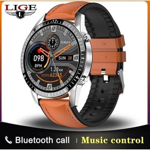 LIGE Men Smart Watch Bluetooth Call Pedometer Blood Pressure And Heart Rate Detection Waterproof Sport Man Watches