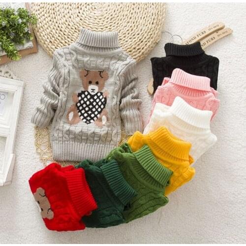 Boys Girls Sweaters Turtleneck Solid Baby Kids Sweaters Soft Warm Long Sleeve Turtleneck Winter Sweaters For Girl 2-7Y #0107