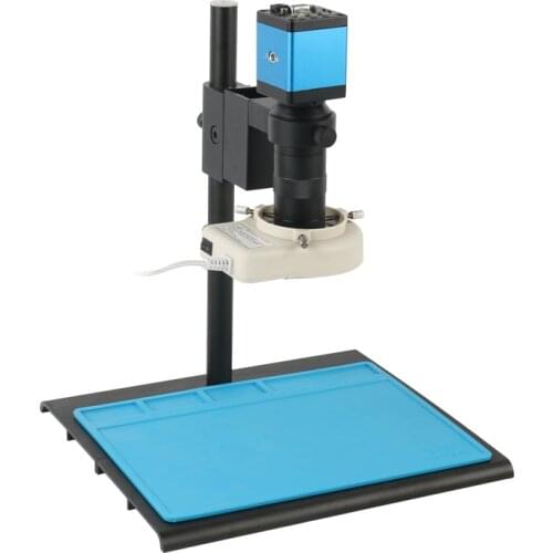 14MP 1080P HDMI VGA Industrial Video Microscope Camera 100X C Mount Lens 56 LED Ring Light Connect Monitor For Mobile Repair