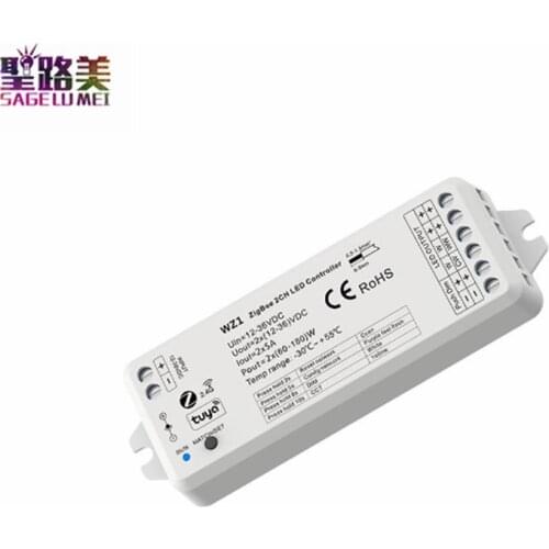WZ1 Zigbee or RF 2CH led controller DC12-36V 24V TUYA APP cloud wireless remote control 2 channels for single color cct tape