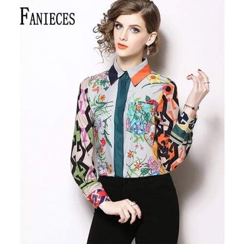 Retro Floral Print Shirt Vintage 2020 Women Long Sleeve Blouse multicolor Lapel Collar Single-Breasted Tops blusas camisas muje