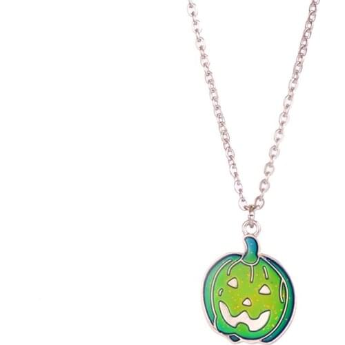 Fashion Mood Halloween Pumpkin Pendant Necklace Temperature Control Color Change Halloween Necklace Women Jewelry Girls Gift