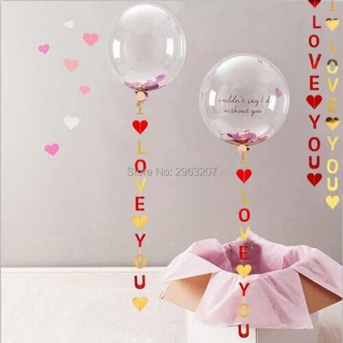 120pcs I LOVE YOU Banner Bunting Garland Wedding Engagement Anniversary Marriage Proposal Decor Bridal Shower Supplies