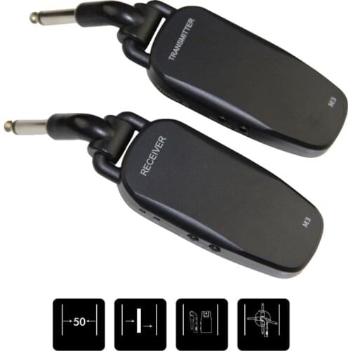 2.4G Wireless Guitar/Bass Transmitter Receiver System Rechargeable 6 Channels Audio Transmitter for Electric Guitar Bass