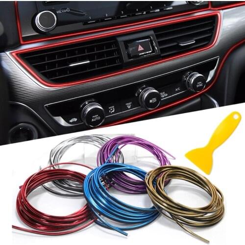 3/5/10M Car Dashboard Door Edge Insert Trim Styling Interior Gap Decorative Moulding Auto Accessories Insert Strip With Scraper