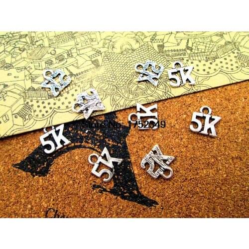 50pcs-- 5K Charms Antique Tibetan silver Running Marathon Charms pendants ,DIY Supplies 11mm x 10mm