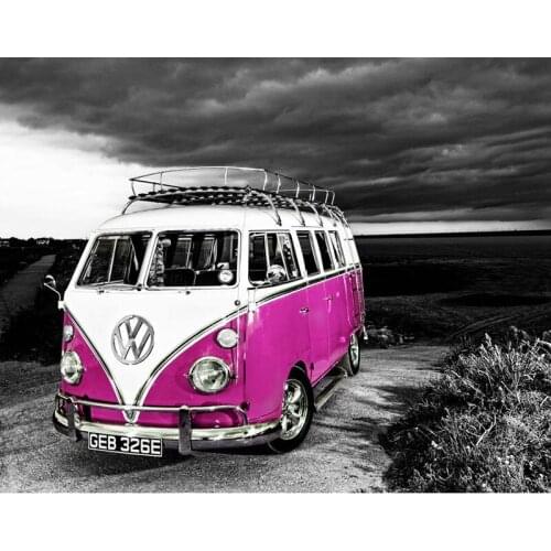 5D DIY Diamond painting Cross stitch VW car up Full Square Diamond embroidery bus set Diamond mosaic colorful autos Crafts