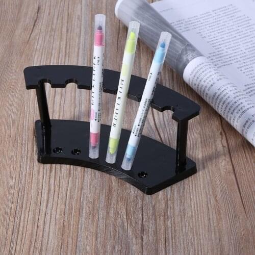 6 Slot Acrylic Pen Stand Holder Office Desk Jewelry Plastic Display Rack Black M17F